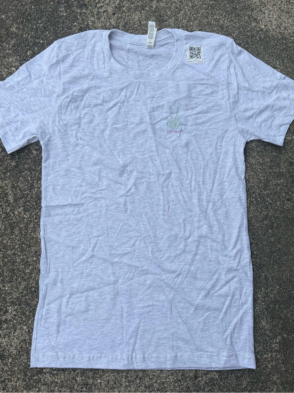 Bella Canvas Light Gray Short-Sleeve Crew Tee with Small Chest Stay Toasty